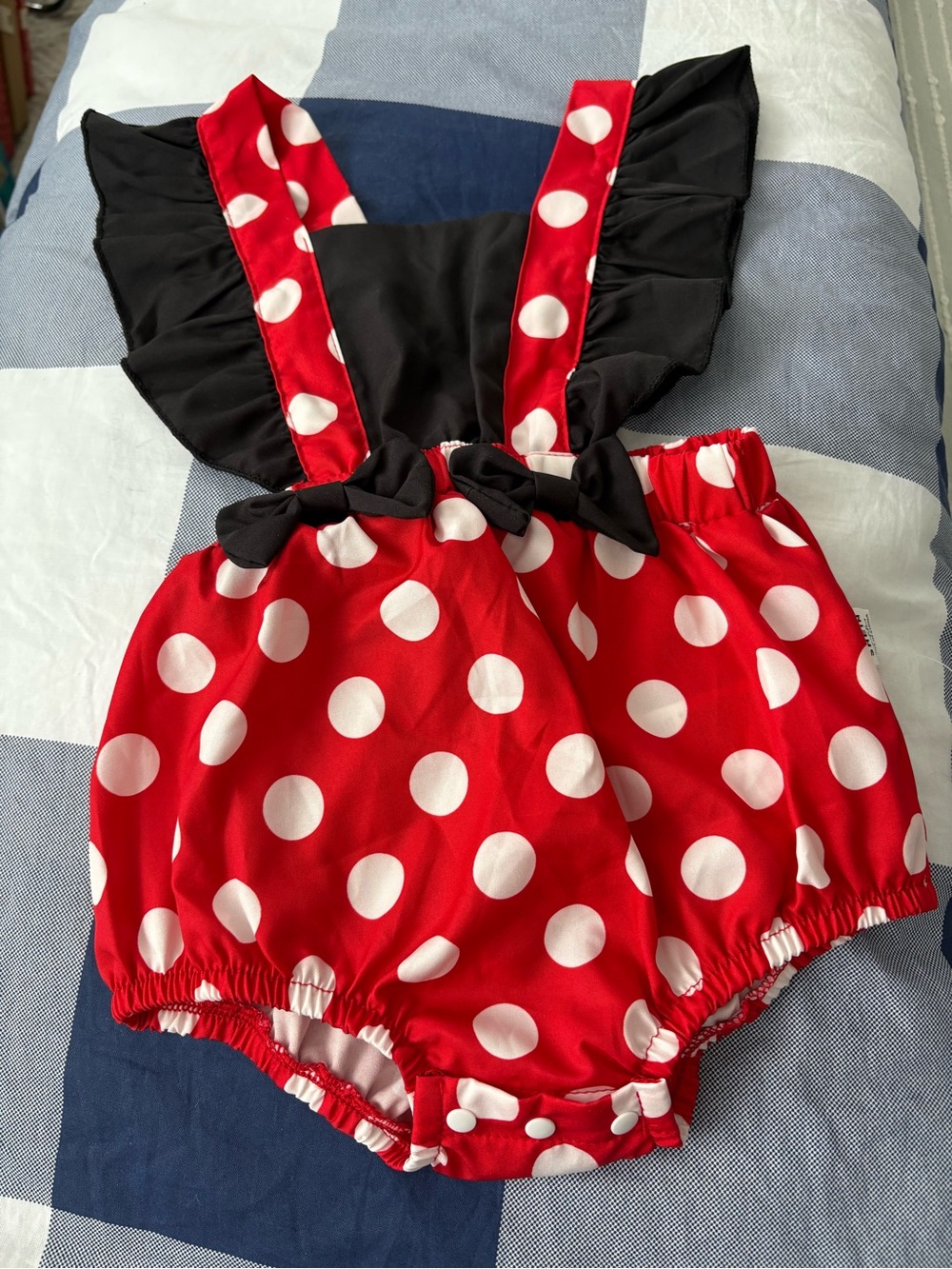 Minnie Mouse Red Polka Dot Baby Romper with White Spots
